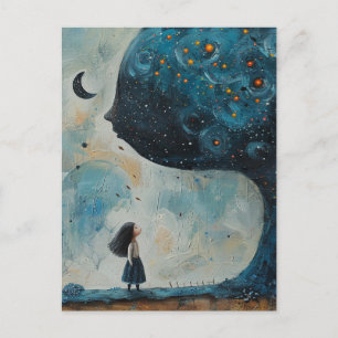 Surreal Blue Tree und ein erstaunliches Kind Postkarte