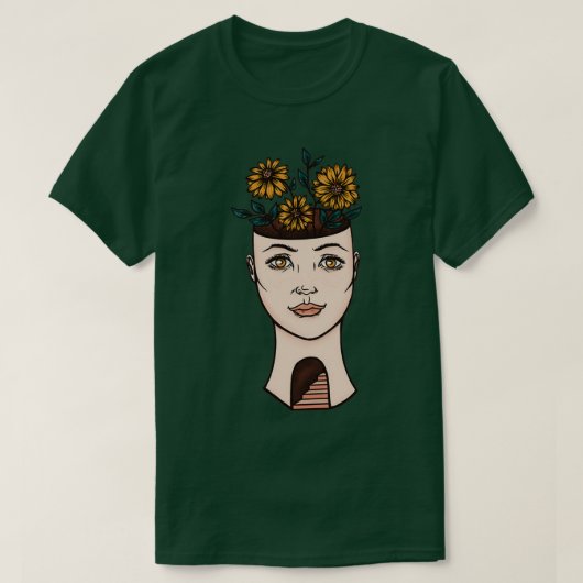 Surreal Blume Head Art T-Shirt (Design vorne)