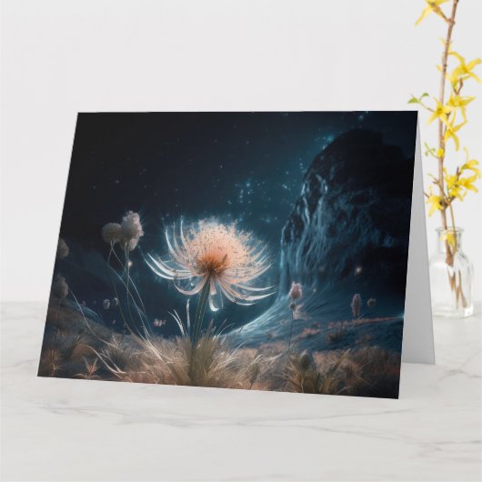 Surreal Blume & Night Sky Karte (Gelbe Blume)