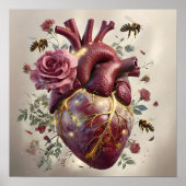 Surreal Blumenherz Poster (Vorne)