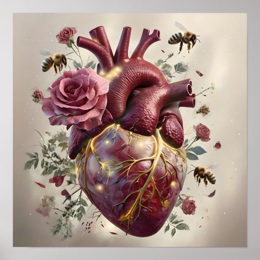 Surreal Blumenherz Poster (Vorne)