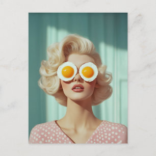 Surreal Breakfast Fashion Portrait Postkarte