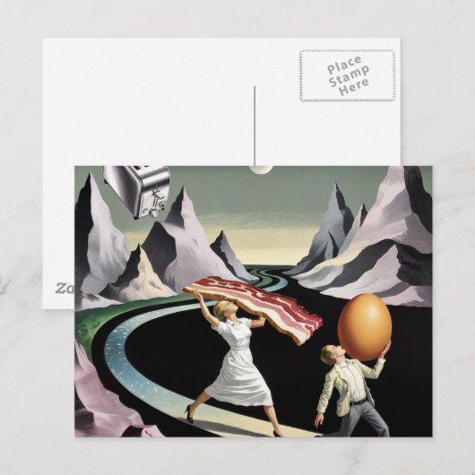 Surreal Breakfast People Postkarte (Vorne/Hinten)