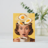 Surreal Breakfast Toast and Coffee Woman Yellow  Postkarte (Stehend Vorderseite)