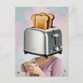 Surreal Breakfast Woman Toaster Head Postkarte (Vorderseite)