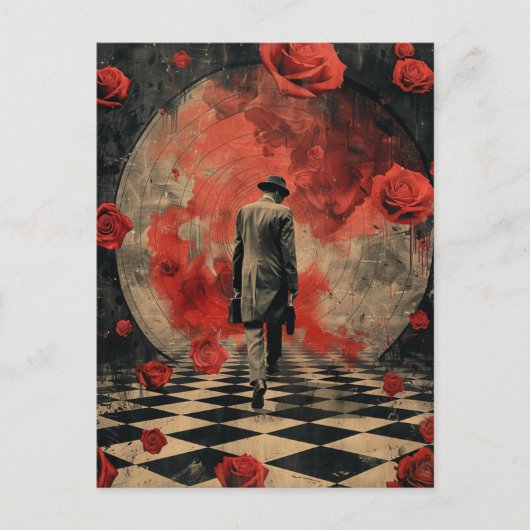 Surreal Business Man Collage Postkarte (Vorderseite)