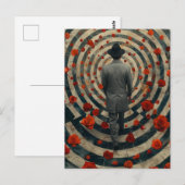 Surreal Business Man Red Roses Tunnel Collage Postkarte (Vorne/Hinten)