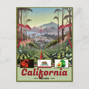Surreal California Dreamscape: Staat Emblem Postkarte