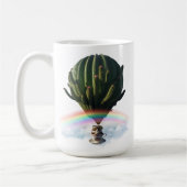 Surreal Cat Hot Air Ballon mit Kaktus & Regenbogen Kaffeetasse (Links)