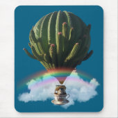 Surreal Cat Hot Air Ballon mit Kaktus & Regenbogen Mousepad (Vorne)