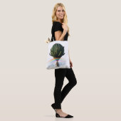 Surreal Cat Hot Air Ballon mit Kaktus & Regenbogen Tasche (Am Model)