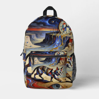 Surreal Cat Melting Clocks Dali Picasso Inspired Bedruckter Rucksack