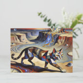 Surreal Cat Melting Clocks Dali Picasso Inspired Einladung (Stehend Vorderseite)