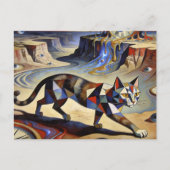 Surreal Cat Melting Clocks Dali Picasso Inspired Postkarte (Vorderseite)