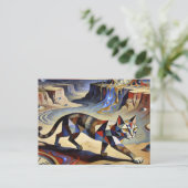 Surreal Cat Melting Clocks Dali Picasso Inspired Postkarte (Stehend Vorderseite)