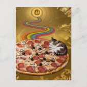 Surreal Cat on Pizza Postcard Postkarte (Vorderseite)
