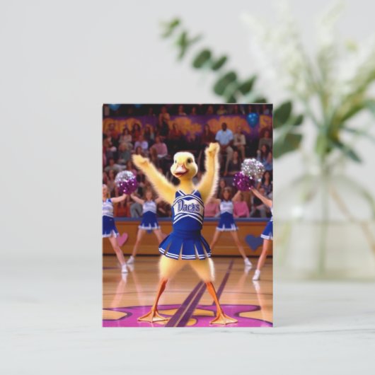 Surreal Cheerleader Duck Postkarte (Stehend Vorderseite)