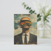 Surreal Cheeseburger Man Postkarte (Stehend Vorderseite)