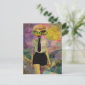 Surreal Cheeseburger Woman Mixed Media Postkarte (Stehend Vorderseite)