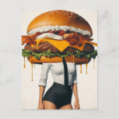 Surreal Cheeseburger Woman Postkarte (Vorderseite)