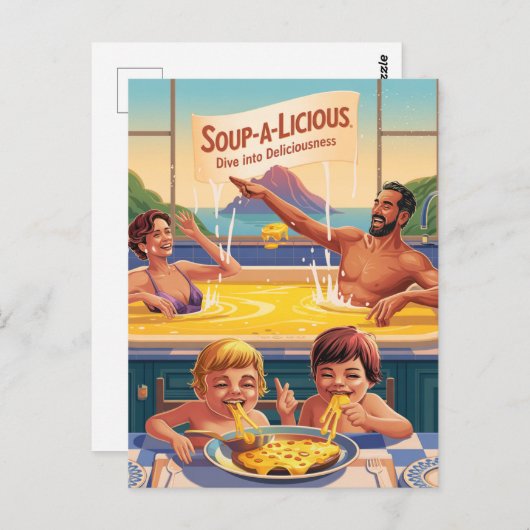 Surreal Cheesy Pool Postkarte (Vorne/Hinten)