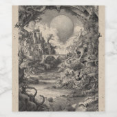 Surreal City and Moonlit River Artwork Weinetikett (Einzelnes Label)