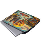 "Surreal Cityscape with Anthropomorphic Sun" Laptopschutzhülle (Vorne Knopf)