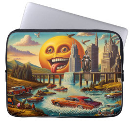"Surreal Cityscape with Anthropomorphic Sun" Laptopschutzhülle