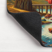 "Surreal Cityscape with Anthropomorphic Sun" Mousepad (Ecke)