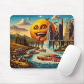 "Surreal Cityscape with Anthropomorphic Sun" Mousepad (Mit Mouse)