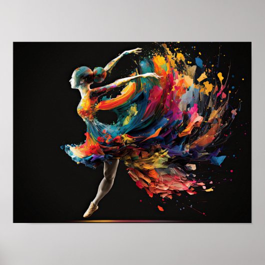 Surreal Color Splash Ballerina Poster (Vorne)