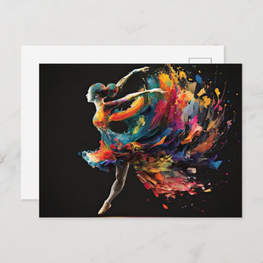 Surreal Color Splash Ballerina Postkarte (Vorne/Hinten)