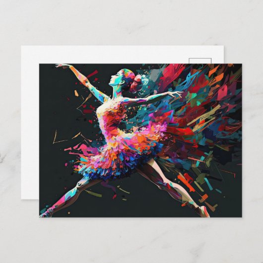 Surreal Color Splash Tanz Ballerina Postkarte (Vorne/Hinten)