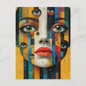 Surreal Colorful Face With Lots of Eyes Postkarte (Vorderseite)