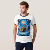 Surreal Cosmic Flying Ship Fantasy Art Shirt (Vorne ganz)