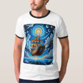 Surreal Cosmic Flying Ship Fantasy Art Shirt (Vorderseite)