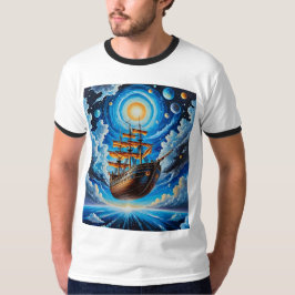Surreal Cosmic Flying Ship Fantasy Art Shirt