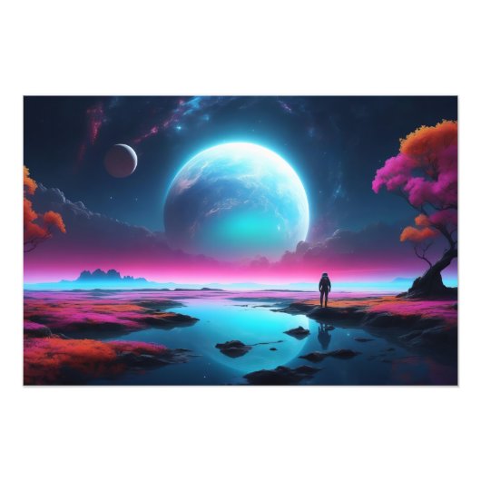 Surreal Cosmic Landscape Fantasy Astronaut Fotodruck (Vorne)