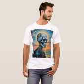 Surreal Cosmic Skull T - Shirt - Sunset Galaxy Art (Vorne ganz)