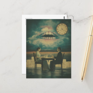Surreal Couple auf einem Date mit Mouth in Sky Postkarte