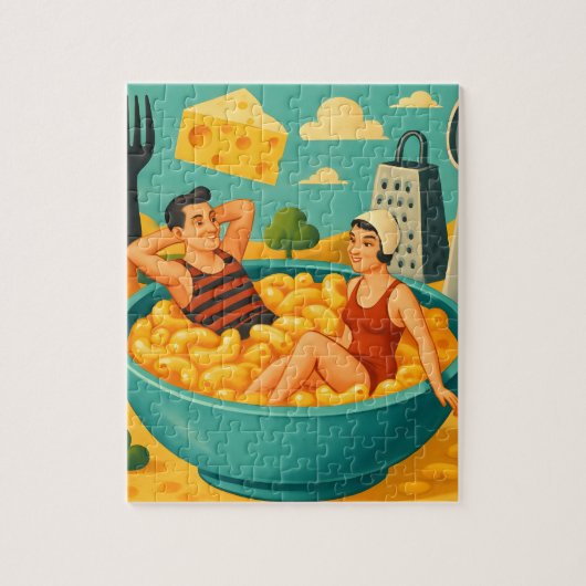 Surreal Couple Swims in einer Schüssel Käse Nudeln Puzzle (Vertikal)