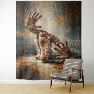 Surreal Crawling Hands and Feet Expressive  Wandteppich