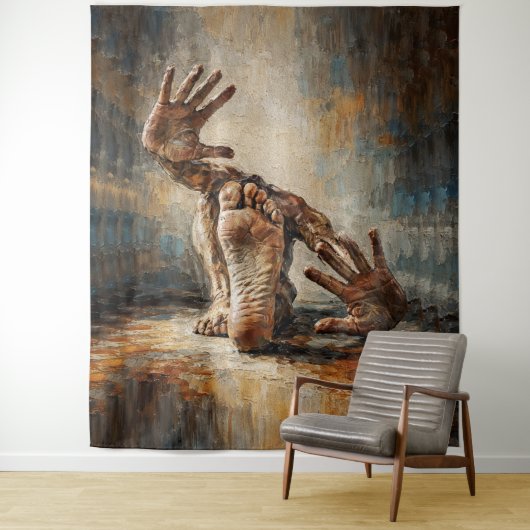 Surreal Crawling Hands and Feet Expressive Wandteppich (Beispiel)