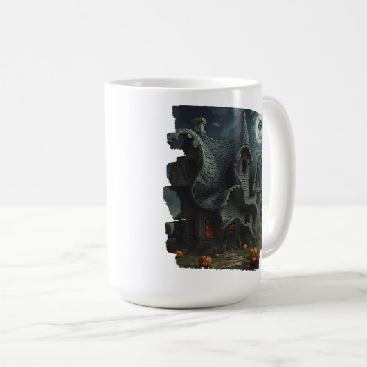 Surreal Creepy Spuk House mit Pumpkins & Moon Kaffeetasse (VorderseiteRechts)