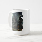 Surreal Creepy Spuk House mit Pumpkins & Moon Kaffeetasse (Vorderseite Links)