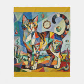 Surreal Cubist Style Cat Art Fleecedecke (Vorderseite)