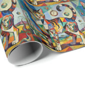 Surreal Cubist Style Cat Art Geschenkpapier (Rolleneckpunkt)