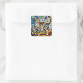 Surreal Cubist Style Cat Art Quadratischer Aufkleber (Tasche)