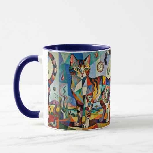 Surreal Cubist Style Cat Art Tasse (Links)