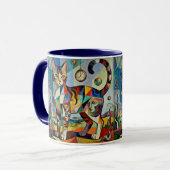 Surreal Cubist Style Cat Art Tasse (Vorderseite Links)
